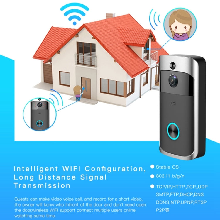 Sonnette vidéo visuelle intelligente M3 720P WIFI à très faible consommation, prise en charge de la surveillance à distance par téléphone portable et de la vision nocturne, version sans carillon