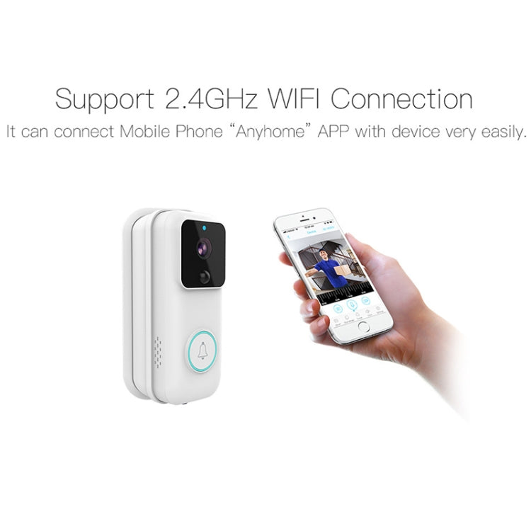 Sonnette vidéo intelligente WiFi Anytek B60 720P, prend en charge l'application à distance et la détection PIR et la carte TF