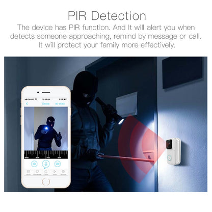 Sonnette vidéo intelligente WiFi Anytek B60 720P, prend en charge l'application à distance et la détection PIR et la carte TF