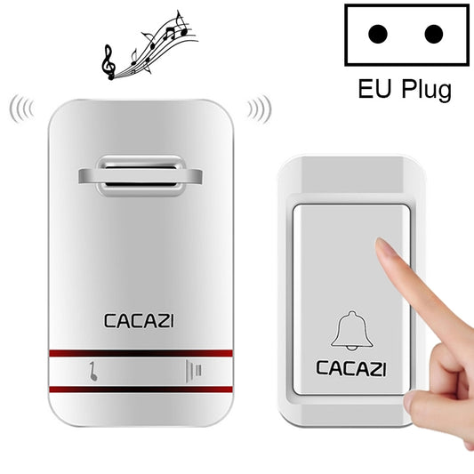 CACAZI V027G Sonnette sans fil électronique cinétique auto-alimentée, un bouton, un récepteur, prise britannique, 1 bouton 1 récepteur
