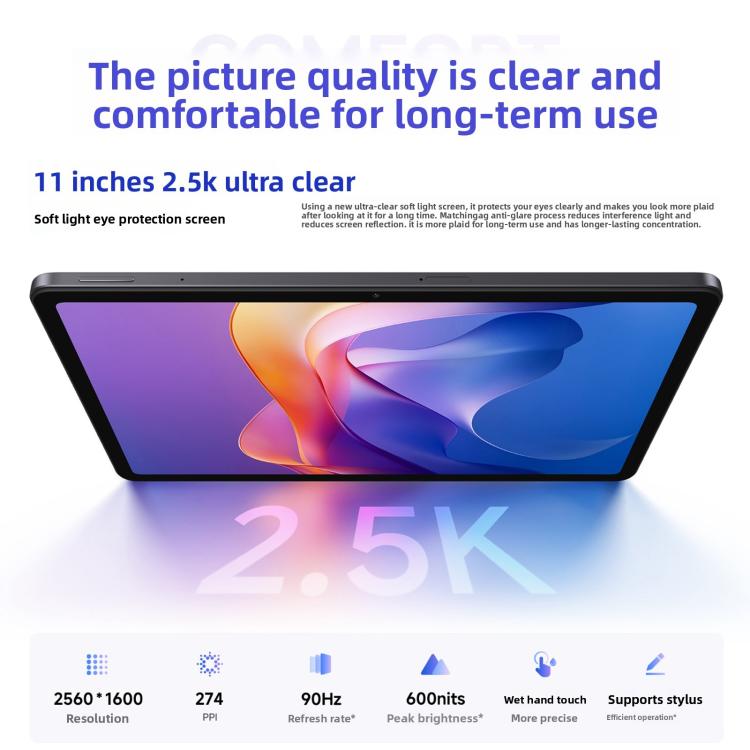 REDMI Pad 2 11 inch, 6GB+256GB, HyperOS 2, MediaTek G100-Ultra Octa Core CPU, 6GB+128GB