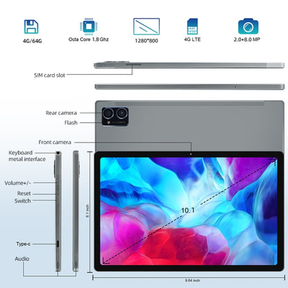Android 8.0 MTK6750 Octa Core 1.8GHz, Dual SIM, Support GPS, OTG, WiFi, BT, 4GB+64GB