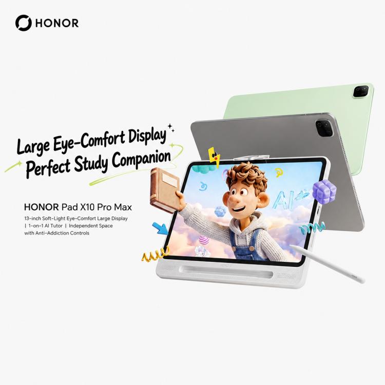 Honor Pad X10 Pro Max WiFi Tablet PC, 13.0 inch 8GB+256GB MagicOS 10 Gen2 Snapdragon 6s 4G Octa Core, 8GB+256GB