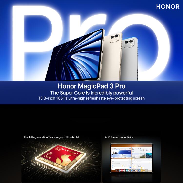 Honor MagicPad3 Pro 13.3 inch WiFi Tablet PC, 12GB+512GB MagicOS 10.0 Qualcomm Snapdragon 8 Lite Gen5 Octa Core, 12GB+512GB