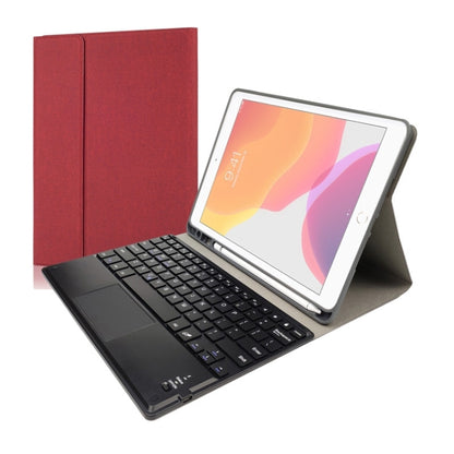 RK109C Detachable Magnetic Plastic Bluetooth Keyboard with Touchpad + Silk Pattern TPU Tablet Case for iPad Air 2020, with Pen Slot & Bracket, RK109C