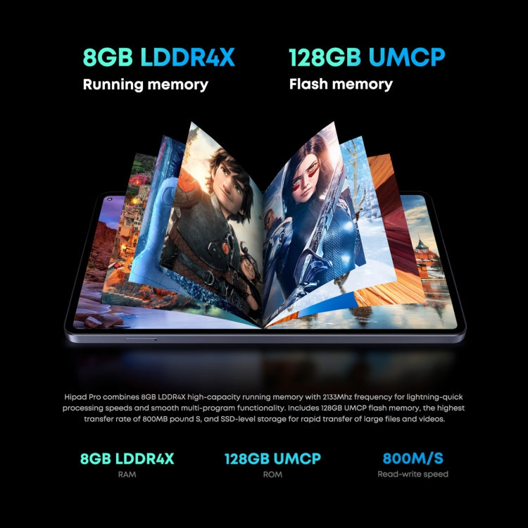 Without Keyboard, Android 11, Qualcomm Snapdragon 662 Octa Core up to 2.0GHz, Support Dual SIM & Bluetooth & WiFi & TF Card (Black+Blue), HiPad Pro 8GB+128GB