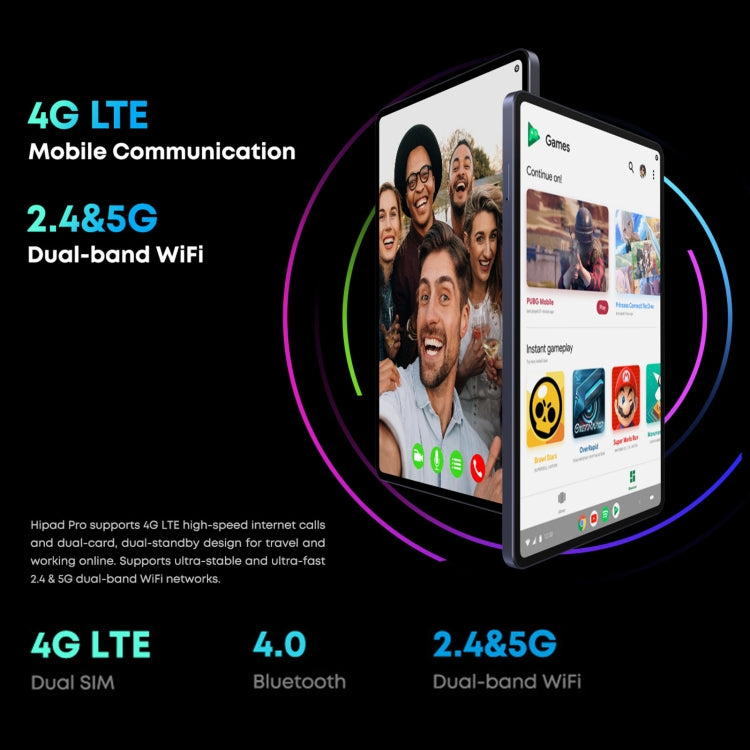 Without Keyboard, Android 11, Qualcomm Snapdragon 662 Octa Core up to 2.0GHz, Support Dual SIM & Bluetooth & WiFi & TF Card (Black+Blue), HiPad Pro 8GB+128GB