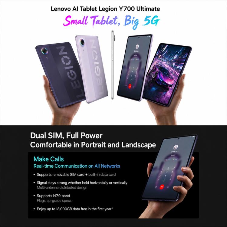 Lenovo Legion Y700 Wuji 8.4 inch 5G Unlocked AI Tablet, 12GB+256GB, Android 16, Snapdragon 8 Elite Gen5 Leading‑Version, US Plug, 12GB+256GB