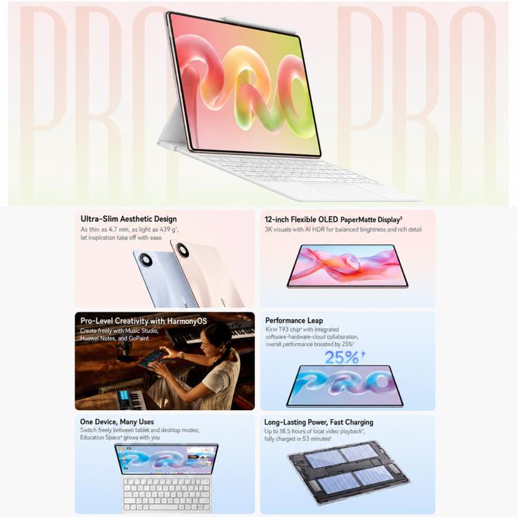 HUAWEI MatePad Pro 12 inch Enjoy Edition WiFi, 12GB+256GB, HarmonyOS 6.1 Hisilicon Kirin T93A, Not Support Google Play, 12GB+256GB Enjoy Edition