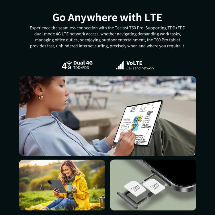 Teclast T60 Pro 4G LTE Tablet PC, 8GB+128GB, 12 inch Android 15 MediaTek Helio G99 Octa Core, Support Dual SIM, T60 Pro