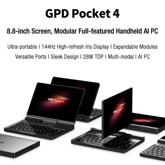 GPD Pocket 4 Handheld Gaming PC, 16GB+1TB, 8.8 inch Windows 11 Home AMD Ryzen 7 8840U, US Plug