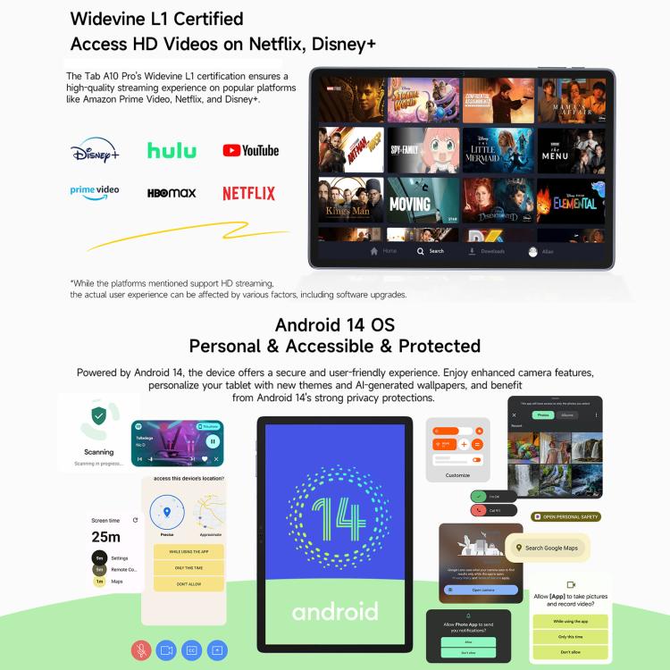 Ulefone Tab A10 Pro Tablet PC, 6GB+128GB, 11 inch Android 14 MediaTek MT8786 Octa Core 4G Network, EU Plug, Tab A10 Pro