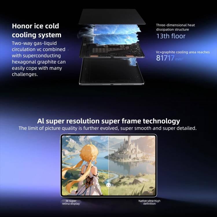 Honor MagicPad3 Pro 12.3 inch WiFi Tablet PC, 16GB+512GB MagicOS 10 Qualcomm Snapdragon 8 Gen5 Octa Core, 16GB+512GB