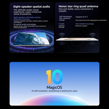Honor MagicPad3 Pro 12.3 inch WiFi Tablet PC, 16GB+512GB MagicOS 10 Qualcomm Snapdragon 8 Gen5 Octa Core, 16GB+512GB