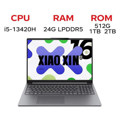 Lenovo XiaoXin 16 2025 Laptop, 16 inch, 24GB+512GB, Windows 11, Intel Core i5-13420H 8-Core, US Plug, XiaoXin 16 2025