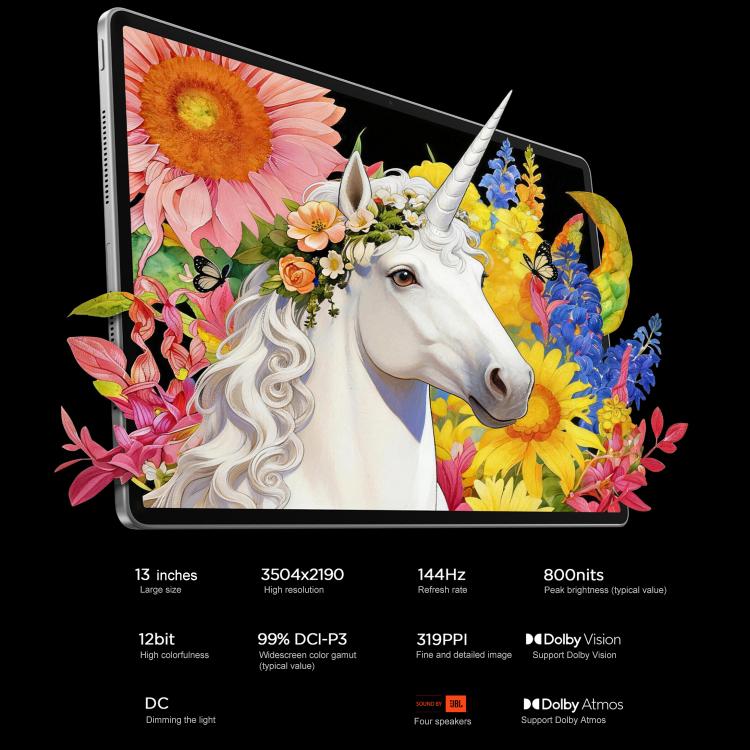 Lenovo Xiaoxin Pad Pro GT13, Tablette d'apprentissage IA 13 pouces 3.5K WiFi, 12 Go+256 Go, Android 16, Snapdragon 8 Elite, Prise US, 12 Go+256 Go