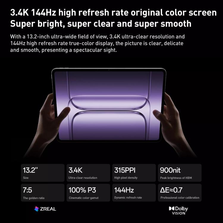 OnePlus Pad 2 Pro 13.2 inch WiFi Tablet PC, 16GB+1TB ColorOS 15.0 Qualcomm Snapdragon 8 Ultra Octa Core CPU