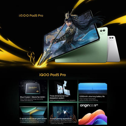 iQOO Pad5 Pro 13 inch Tablet PC, 16GB+512GB, OriginOS 5 MediaTek Dimensity 9400+ Octa Core, 12GB+512GB, 16GB+512GB