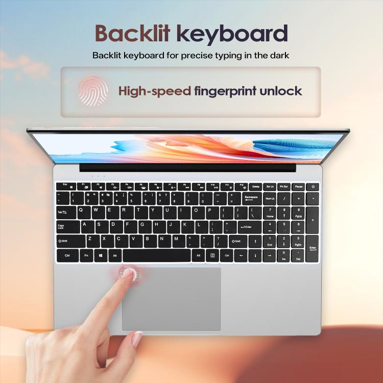 GXMO T152J 15.6 inch Laptop, 16GB+512GB, Windows 11 Pro Intel Celeron N5100 Quad Core, Support Fingerprint Unlock, UK Plug, 16GB+512GB, UK Plug