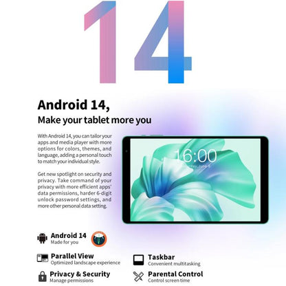 Teclast P85 Tablet PC 8 inch WiFi6, 3GB+64GB, Android 15 Allwinner A333 5-Core(Mint Green), P85