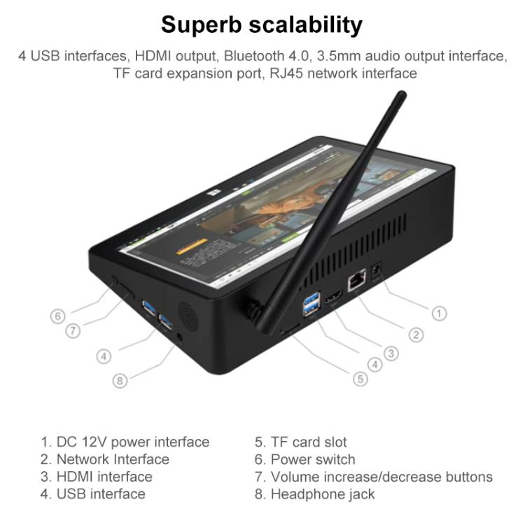 PiPo X9S Mini PC tout-en-un 9 pouces, 4 Go+64 Go, Windows 10 Intel Celeron J4005 ou N4105 (CPU aléatoire), prise américaine, X9S J4005/N4105