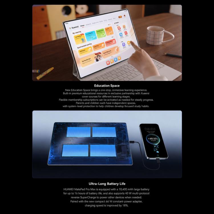 HUAWEI MatePad Pro Max 13.2 inch WiFi, 12GB+256GB, HarmonyOS 6.1 Hisilicon Kirin T93 Pro, Not Support Google Play, 12GB+256GB