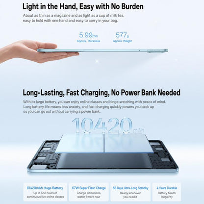 OPPO Pad 6 12.1 inch Soft Light Screen Tablet PC, 12GB+256GB, ColorOS 16 MediaTek Dimensity 9500s Octa Core, 12GB+256GB Soft Light