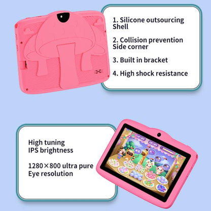 BDF 7 inch WiFi Kids Tablet PC with Mushroom Silicone Case, 1GB+16GB, Android 8.1 MTK6735 Quad Core CPU, US Plug, 3GB+32GB