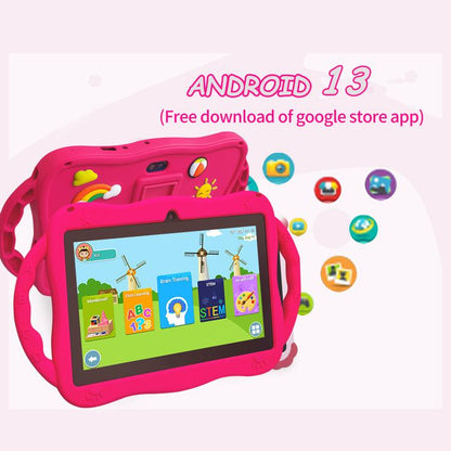 BDF 7 inch WiFi Kids Tablet PC with Giraffe Silicone Case, 2GB+32GB, Android 8.1 MTK6735 Quad Core CPU, US Plug, 4GB+64GB