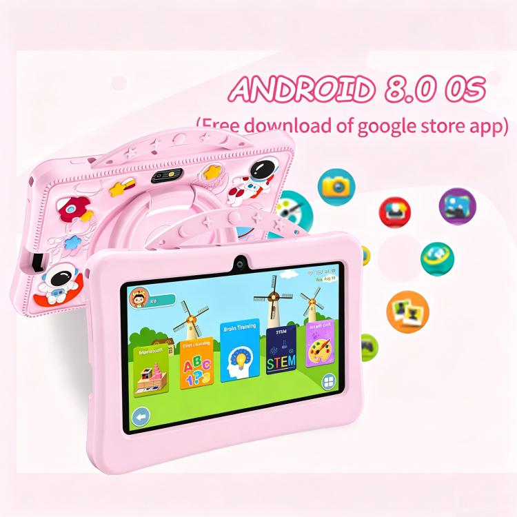 7 inch WiFi Kids Tablet PC with Portable Astronaut Silicone Case, 1GB+16GB, Android 8.0 MTK6735 Quad Core CPU, US Plug, US Plug