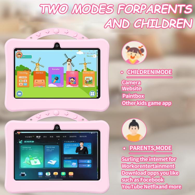 7 inch WiFi Kids Tablet PC with Portable Astronaut Silicone Case, 1GB+16GB, Android 8.0 MTK6735 Quad Core CPU, US Plug, US Plug