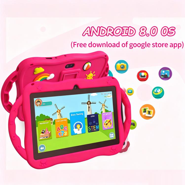 7 inch WiFi Kids Tablet PC with Giraffe Silicone Case, 1GB+16GB, Android 8.0 MTK6735 Quad Core CPU, US Plug, US Plug