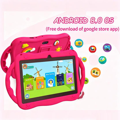 7 inch WiFi Kids Tablet PC with Giraffe Silicone Case, 1GB+16GB, Android 8.0 MTK6735 Quad Core CPU, US Plug, US Plug
