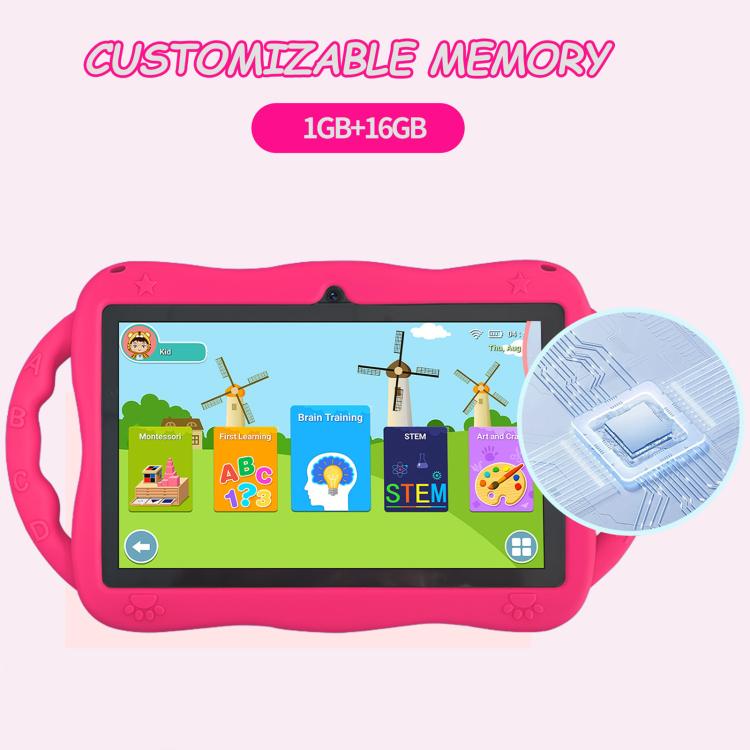 7 inch WiFi Kids Tablet PC with Giraffe Silicone Case, 1GB+16GB, Android 8.0 MTK6735 Quad Core CPU, US Plug, US Plug