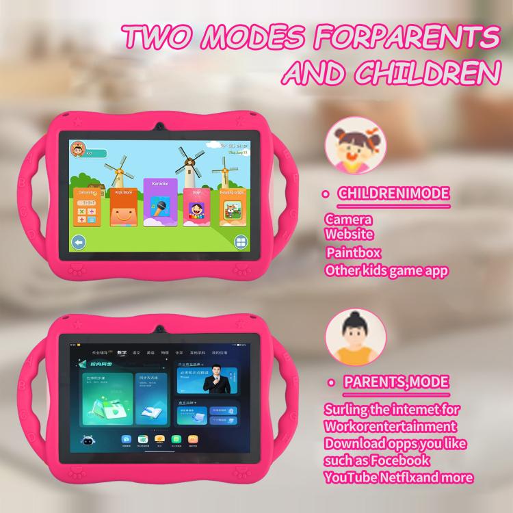 7 inch WiFi Kids Tablet PC with Giraffe Silicone Case, 1GB+16GB, Android 8.0 MTK6735 Quad Core CPU, US Plug, US Plug