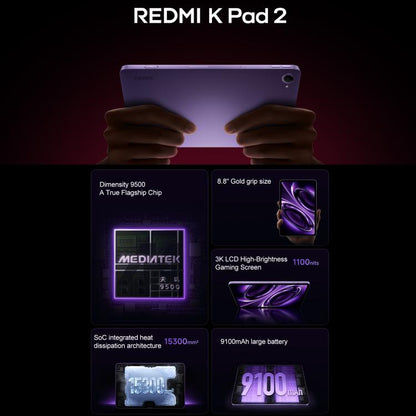 Xiaomi REDMI K Pad 2 8.8 inch, 8GB+256GB, HyperOS 3, MediaTek Dimensity 9500 Octa Core CPU, 8GB+256GB