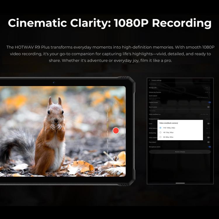 HOTWAV Tab R9 Plus IP68/IP69K Rugged Tablet, 8GB+512GB, 11 inch Android 14 Unisoc T7280 Octa Core 4G Network, Global Version with Google Play, EU Plug, Tab R9 Plus