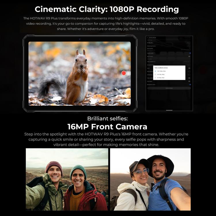 HOTWAV Tab R9 Plus IP68/IP69K Rugged Tablet, 8GB+512GB, 11 inch Android 14 Unisoc T7280 Octa Core 4G Network, Global Version with Google Play, EU Plug, Tab R9 Plus