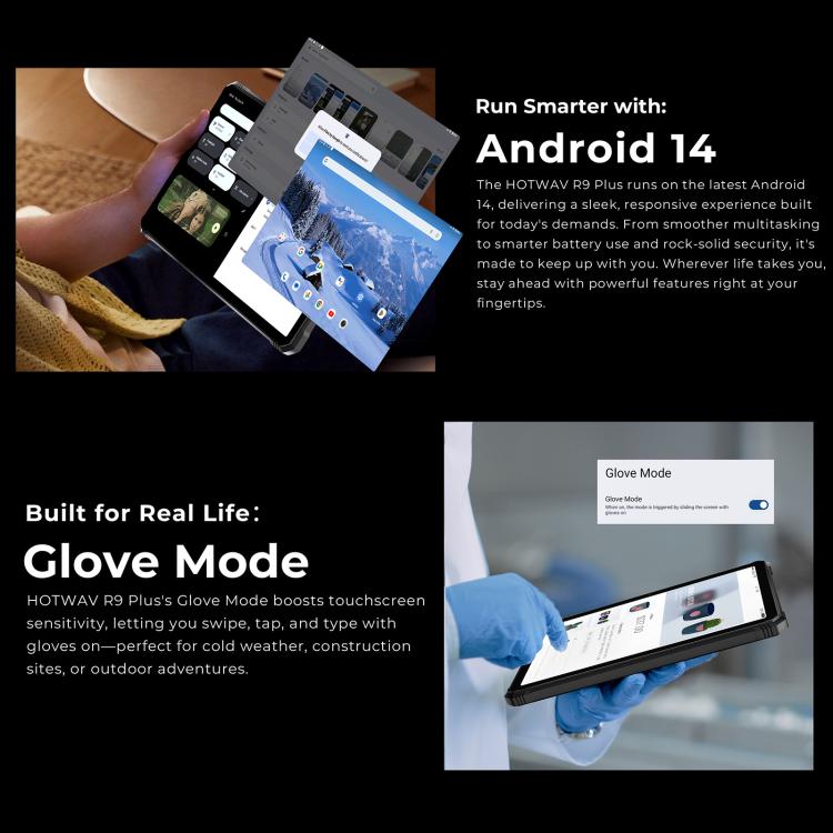 HOTWAV Tab R9 Plus IP68/IP69K Rugged Tablet, 8GB+512GB, 11 inch Android 14 Unisoc T7280 Octa Core 4G Network, Global Version with Google Play, EU Plug, Tab R9 Plus