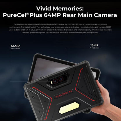 HOTWAV Tab R9 Plus IP68/IP69K Rugged Tablet, 8GB+512GB, 11 inch Android 14 Unisoc T7280 Octa Core 4G Network, Global Version with Google Play, EU Plug, Tab R9 Plus