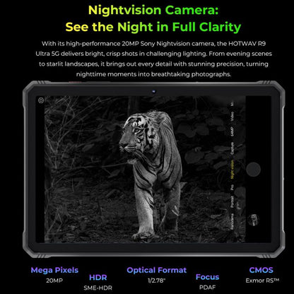 HOTWAV Tab R9 Ultra IP68/IP69K Rugged Tablet, 8GB+512GB, 11 inch Android 15 Unisoc T8200 Octa Core 5G Network, Global Version with Google Play, EU Plug, Tab R9 Ultra