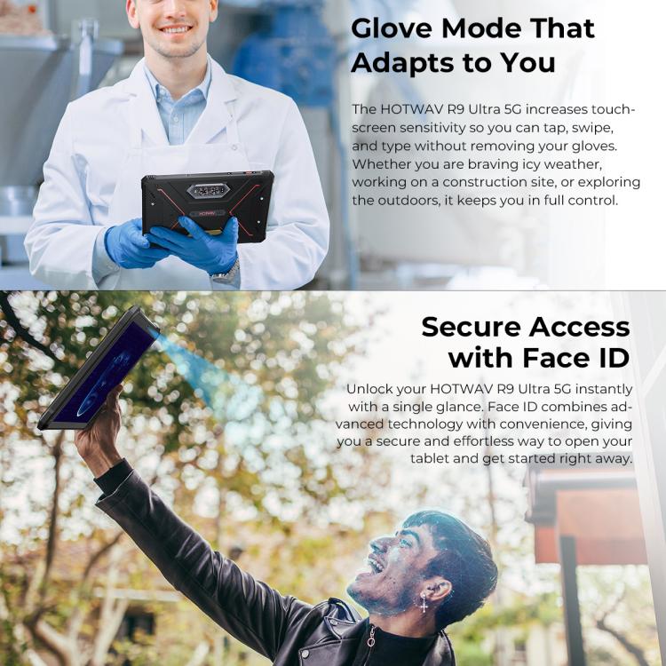 HOTWAV Tab R9 Ultra IP68/IP69K Rugged Tablet, 8GB+512GB, 11 inch Android 15 Unisoc T8200 Octa Core 5G Network, Global Version with Google Play, EU Plug, Tab R9 Ultra