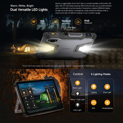 Ulefone Armor Pad 5 Ultra Rugged Tablet PC, 12GB+512GB, 11 inch Android 15 MediaTek Dimensity 7400X Octa Core 5G Network, EU Plug, Armor Pad 5 Ultra