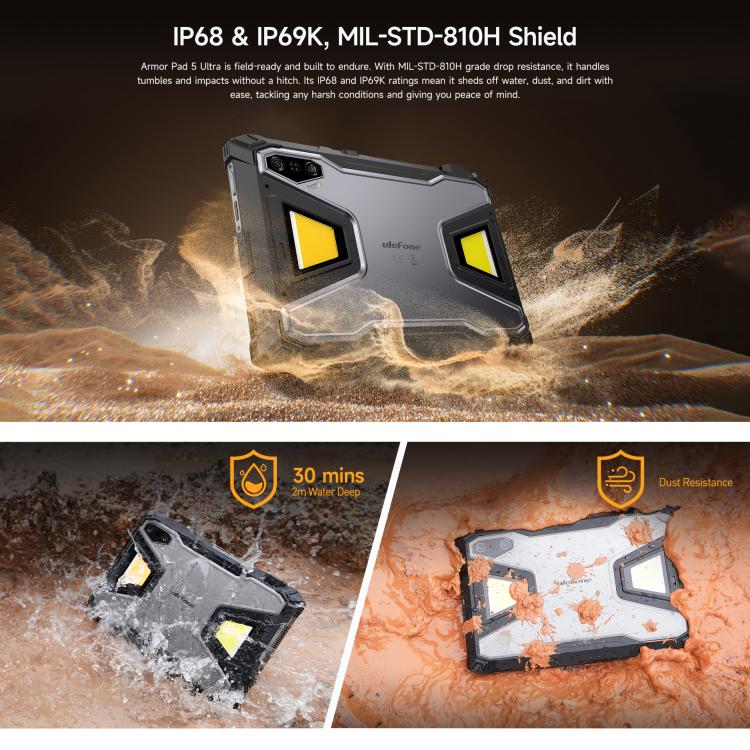 Ulefone Armor Pad 5 Ultra Rugged Tablet PC, 12GB+512GB, 11 inch Android 15 MediaTek Dimensity 7400X Octa Core 5G Network, EU Plug, Armor Pad 5 Ultra