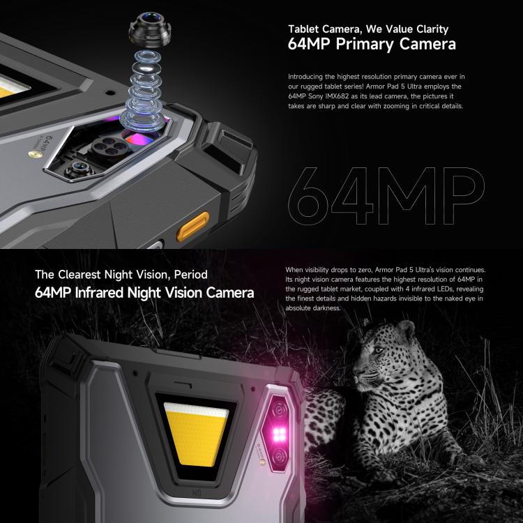 Ulefone Armor Pad 5 Ultra Rugged Tablet PC, 12GB+512GB, 11 inch Android 15 MediaTek Dimensity 7400X Octa Core 5G Network, EU Plug, Armor Pad 5 Ultra