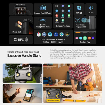 Ulefone Armor Pad 5 Ultra Rugged Tablet PC, 12GB+512GB, 11 inch Android 15 MediaTek Dimensity 7400X Octa Core 5G Network, EU Plug, Armor Pad 5 Ultra