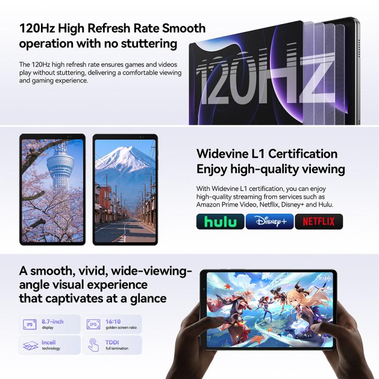 HEADWOLF Fpad6 SE 8.7 inch 4G LTE Tablet PC, 4GB+128GB, Android 16 MT8781 Octa Core Support Dual SIM, Global Version with Google Play, Fpad6 SE