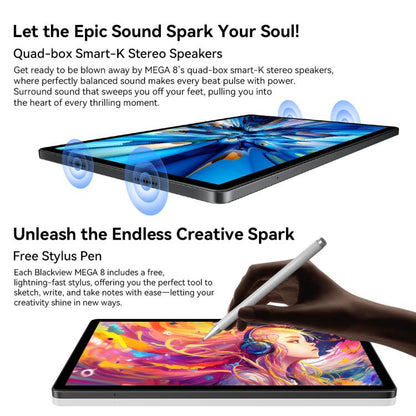 Blackview MEGA 8 Tablet PC, 12GB+256GB, 13 inch Android 15 Unisoc Tiger T620 Octa Core, Network: 4G, Global Version with Google Play, 12GB+256GB
