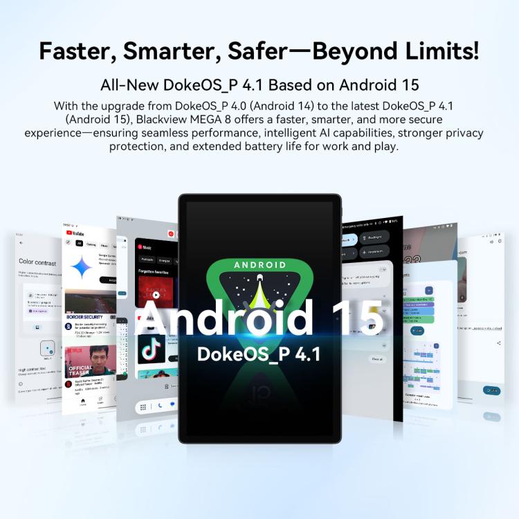 Blackview MEGA 8 Tablet PC, 12GB+256GB, 13 inch Android 15 Unisoc Tiger T620 Octa Core, Network: 4G, Global Version with Google Play, 12GB+256GB