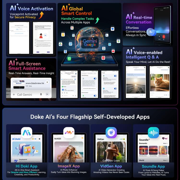 Blackview MEGA 8 Tablet PC, 12GB+256GB, 13 inch Android 15 Unisoc Tiger T620 Octa Core, Network: 4G, Global Version with Google Play, 12GB+256GB